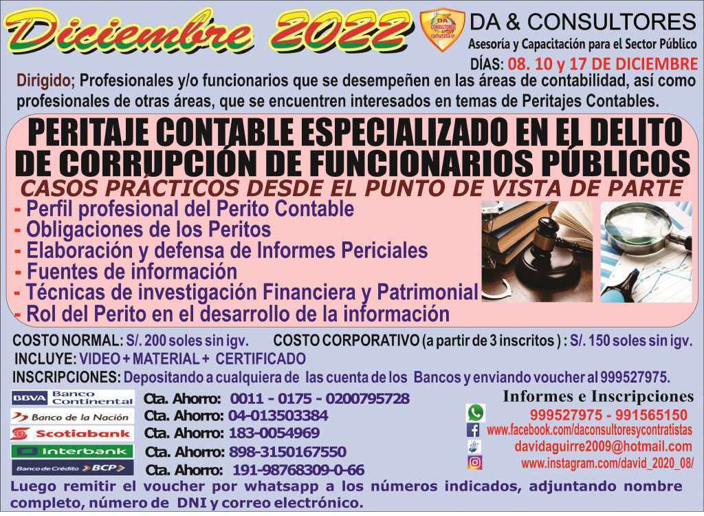 PERITAJE CONTABLE ESPECIALIZADO EN EL DELITO DE CORRUPCIÓN DE FUNCIONARIOS PÚBLICOS